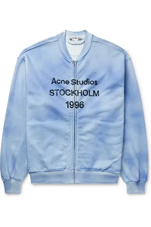 Acne Studios Fiah Garment-Dyed Logo-Print Cotton-Blend Jersey Zip-Up Sweatshirt