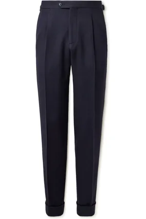 Saman Amel Straight-Leg Pleated Wool Suit Trousers
