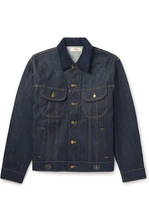 CHERRY LOS ANGELES Cotton-Blend Corduroy-Trimmed Embellished Denim Jacket