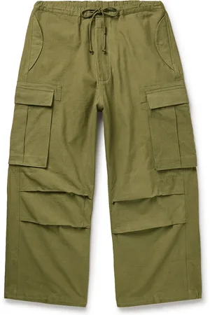 Story Peace Wide-Leg Slub Organic Cotton Drawstring Cargo Trousers