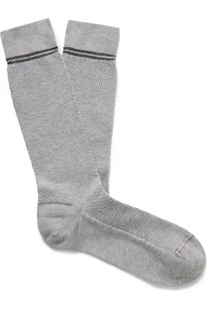 Ermenegildo Zegna Striped Textured Organic Cotton-Blend Socks