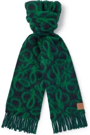 Loewe Anagram Logo-Appliquéd Fringed Logo-Print Knitted Scarf