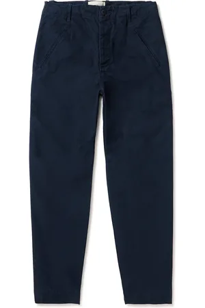 Folk Assembly Straight-Leg Pleated Cotton-Twill Trousers