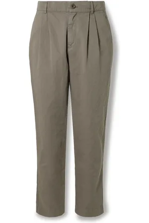 Mr P. Steve Slim-Fit Pleated Organic Cotton and Linen-Blend Twill Trousers