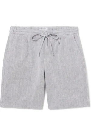 Frescobol Carioca Rui Wide-Leg Herringbone Cotton and Linen-Blend Drawstring Shorts