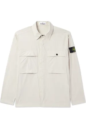 Stone Island Logo-Appliquéd Cotton-Blend Tela Overshirt