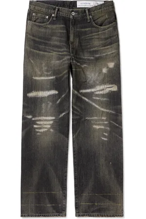 NEIGHBORHOOD Wide-Leg Distressed Jeans