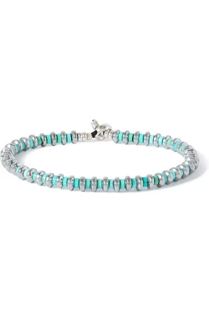Mikia Silver, Hematite and Turquoise Beaded Bracelet