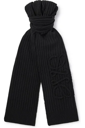 Loewe Anagram Embroidered Ribbed Wool Scarf