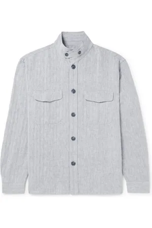 Frescobol Carioca Nuno Herringbone Cotton and Linen-Blend Shirt Jacket
