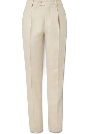 Brunello Cucinelli Tapered Pleated Pinstriped Bouclé Suit Trousers