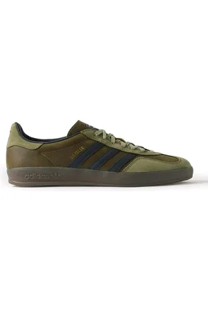 adidas Gazelle Indoor Suede-Trimmed Leather Sneakers