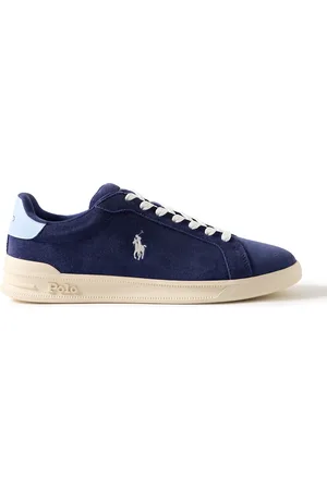 Ralph Lauren Heritage Court II Logo-Embroidered Leather-Trimmed Suede Sneakers