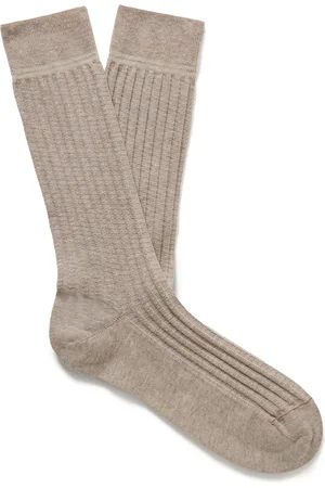 Ermenegildo Zegna Ribbed Organic Cotton-Blend Socks