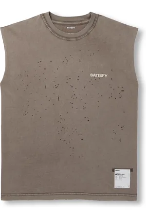 SATISFY Distressed Logo-Print MothTech™ Organic Cotton-Jersey Tank Top