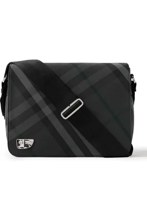 Burberry Logo-Embellished Checked Canvas Messenger Bag
