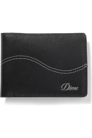 DIME Logo-Debosssed Embroidered Glossed-Leather Billfold Wallet