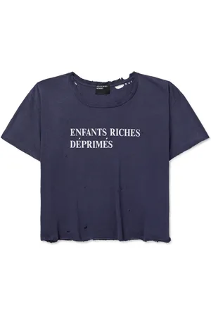 ENFANTS RICHES DEPRIMES Distressed Logo-Print Cotton-Jersey T-Shirt