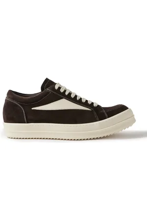 Rick Owens Vintage Leather-Trimmed Suede Sneakers
