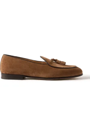 Brunello Cucinelli Tasselled Leather-Trimmed Suede Loafers