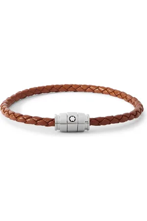 Montblanc Meisterstück 3-Ring Stainless Steel and Woven Leather Bracelet