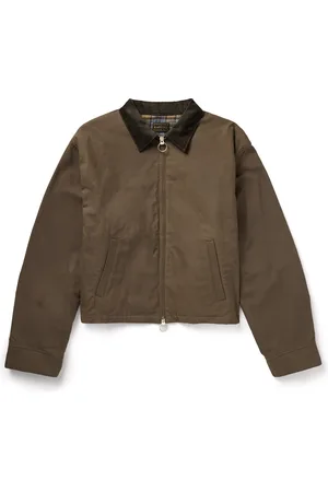 KAPITAL Drizzler Cropped Corduroy-Trimmed Oiled-Cotton Jacket