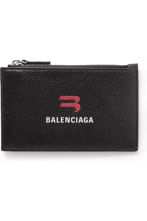 Balenciaga Logo-Print Full-Grain Leather Paper Money Cardholder