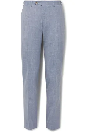 CANALI Kei Slim-Fit Straight-Leg Wool, Silk and Linen-Blend Suit Trousers