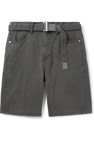 SACAI Wide-Leg Belted Denim Bermuda Shorts