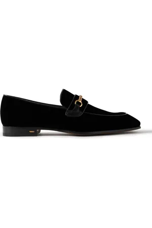 Tom Ford Bailey Chain-Embellished Leather-Trimmed Velvet Loafers