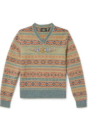 Ralph Lauren Embroidered Fair Isle Wool-Blend Sweater