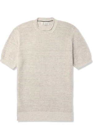 Brunello Cucinelli Ribbed Linen and Cotton-Blend T-Shirt