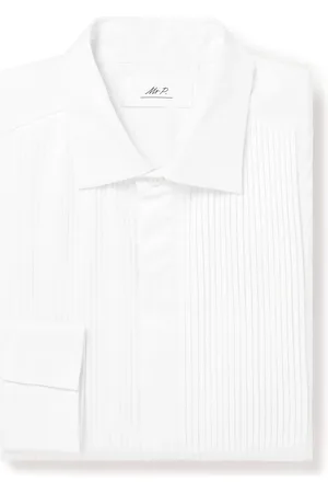 Mr P. Pleated Cotton-Poplin Tuxedo Shirt