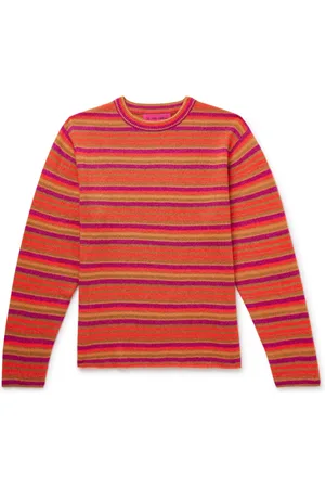 THE ELDER STATESMAN Striped Cashmere and Cotton-Blend Sweater