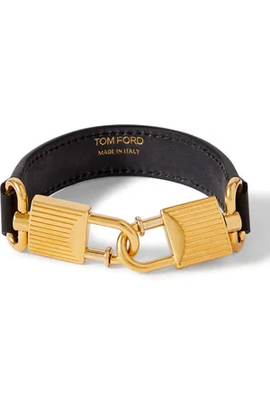 Tom Ford Gold-Tone and Leather Bracelet