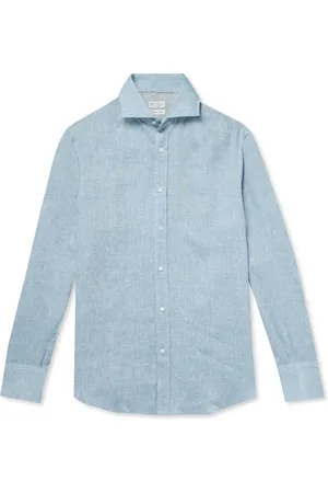 Brunello Cucinelli Spread-Collar Linen Shirt