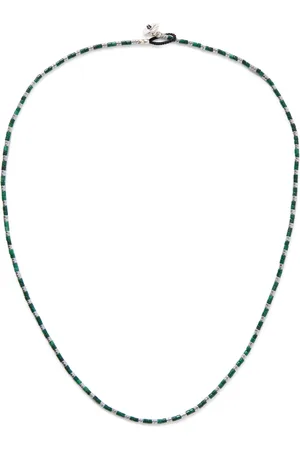 Mikia Malachite, Hematite and Silver Beaded Necklace
