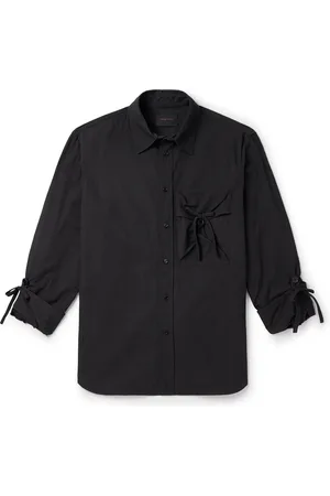 Simone Rocha Bow-Detailed Waxed Cotton-Blend Poplin Shirt