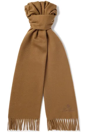 Loro Piana Logo-Embroidered Fringed Cashmere Scarf