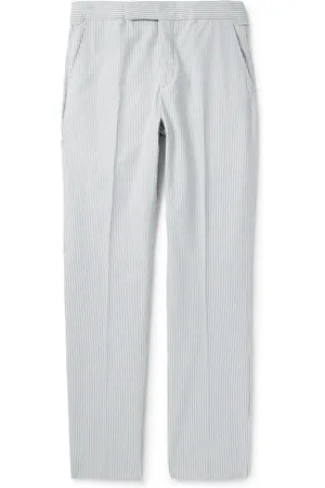 Ralph Lauren Tapered Striped Cotton-Seersucker Trousers