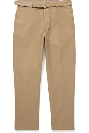 OFFICINE GENERALE Tapered Belted Garment-Dyed Cotton-Twill Trousers