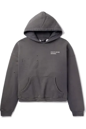 ENFANTS RICHES DEPRIMES Logo-Print Distressed Cotton-Blend Jersey Hoodie