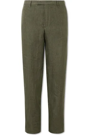 Mr P. Straight-Leg Puppytooth Linen Suit Trousers