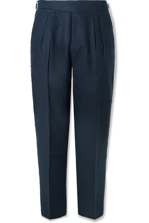 Mr P. Steve Tapered Pleated Linen Trousers