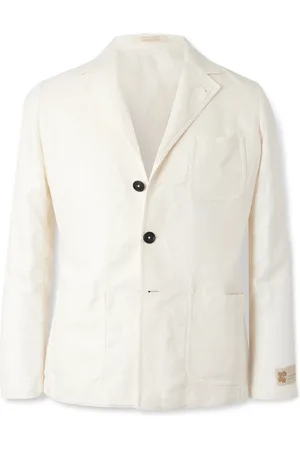 MASSIMO ALBA Baglietto Unstructured Herringbone Linen Blazer
