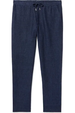 Mr P. James Straight-Leg Linen-Chambray Drawstring Trousers