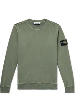 Stone Island Logo-Appliquéd Garment-Dyed Cotton-Jersey Sweatshirt