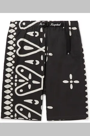 KAPITAL Straight-Leg Printed Combed Cotton-Twill Shorts