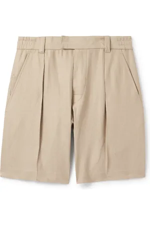 Loro Piana Reinga Wide-Leg Pleated Linen-Twill Bermuda Shorts