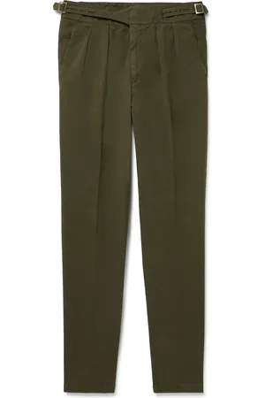 Rubinacci Manny Tapered Pleated Cotton-Twill Trousers